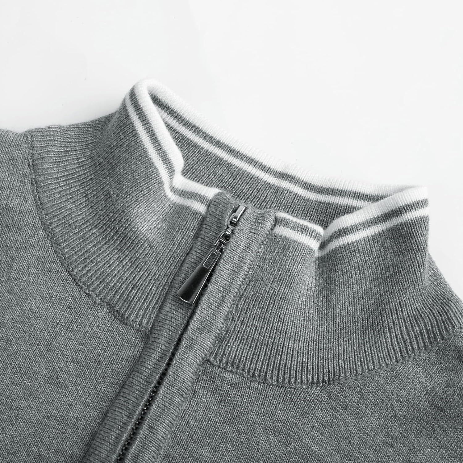 image:imageJACK SMITH Quarter Zip Pullover Sweaters for Womens Rib Polo Sweater TopsGray