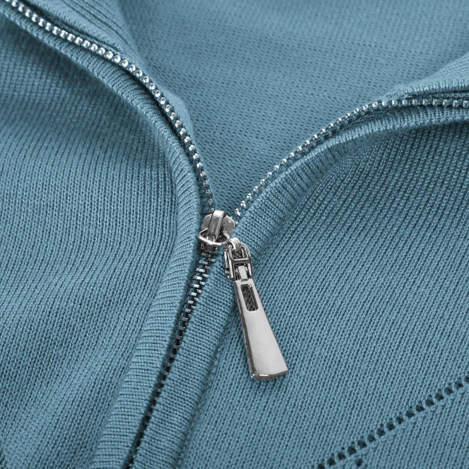 image:imageJACK SMITH Quarter Zip Pullover Sweaters for Womens Rib Polo Sweater TopsLake Blue