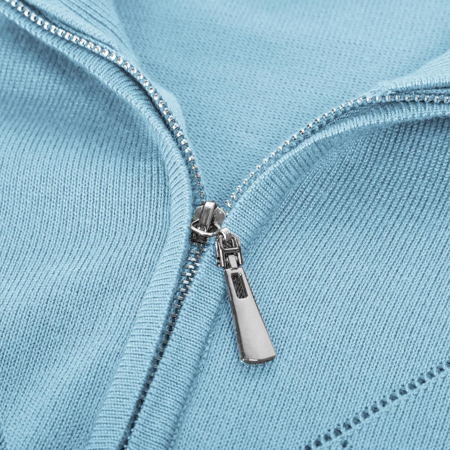 image:imageJACK SMITH Quarter Zip Pullover Sweaters for Womens Rib Polo Sweater TopsLight Blue