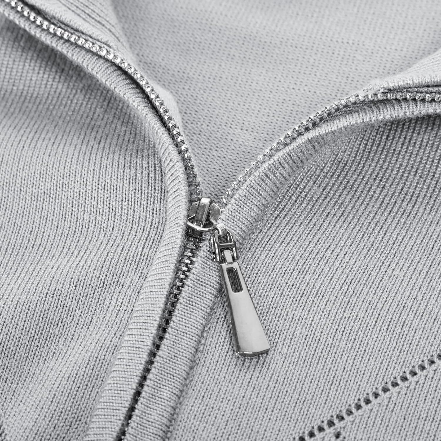image:imageJACK SMITH Quarter Zip Pullover Sweaters for Womens Rib Polo Sweater TopsLight Gray Green