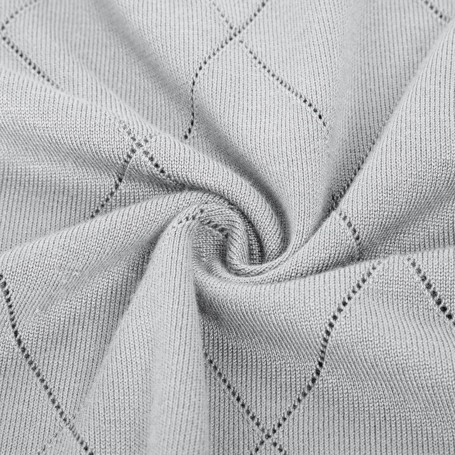 image:imageJACK SMITH Quarter Zip Pullover Sweaters for Womens Rib Polo Sweater TopsLight Gray Green