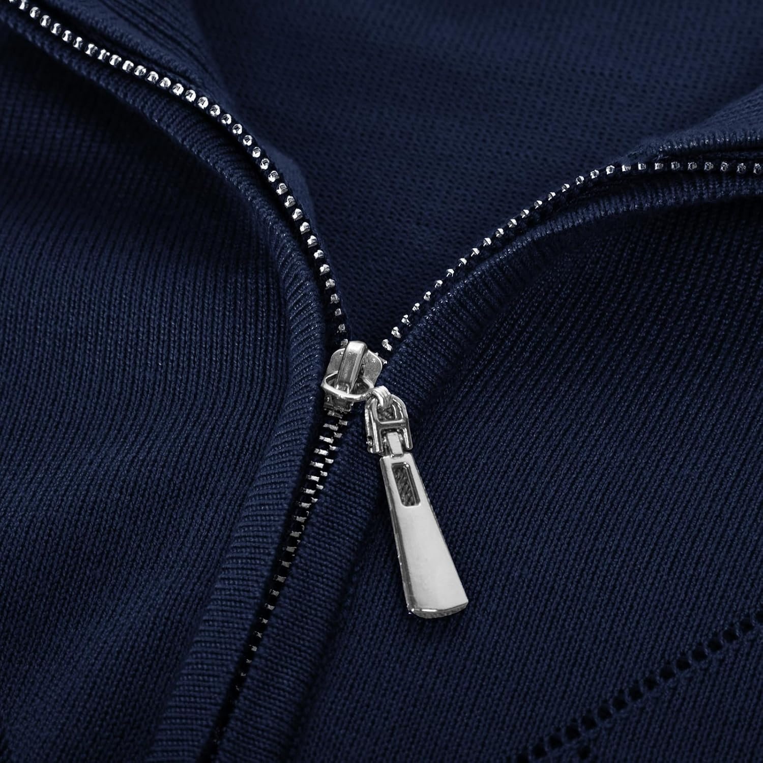 image:imageJACK SMITH Quarter Zip Pullover Sweaters for Womens Rib Polo Sweater TopsNavy Blue