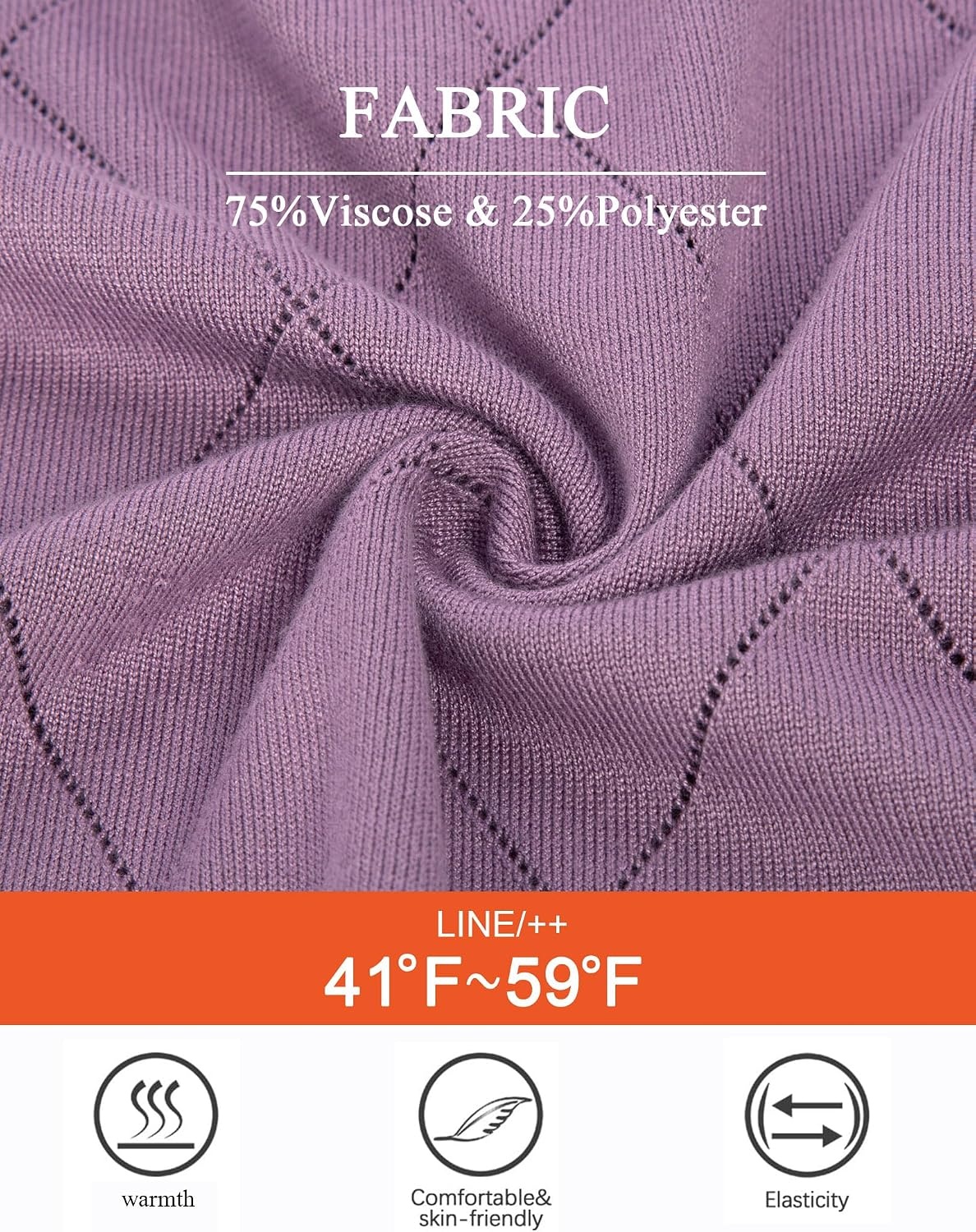 image:imageJACK SMITH Quarter Zip Pullover Sweaters for Womens Rib Polo Sweater TopsPurple