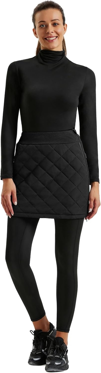 image:imageJACK SMITH Womens Puffer Quilted Skirt Insulated Warm Snow Skorts for Hiking Running Golf Zipping Both WayBlack