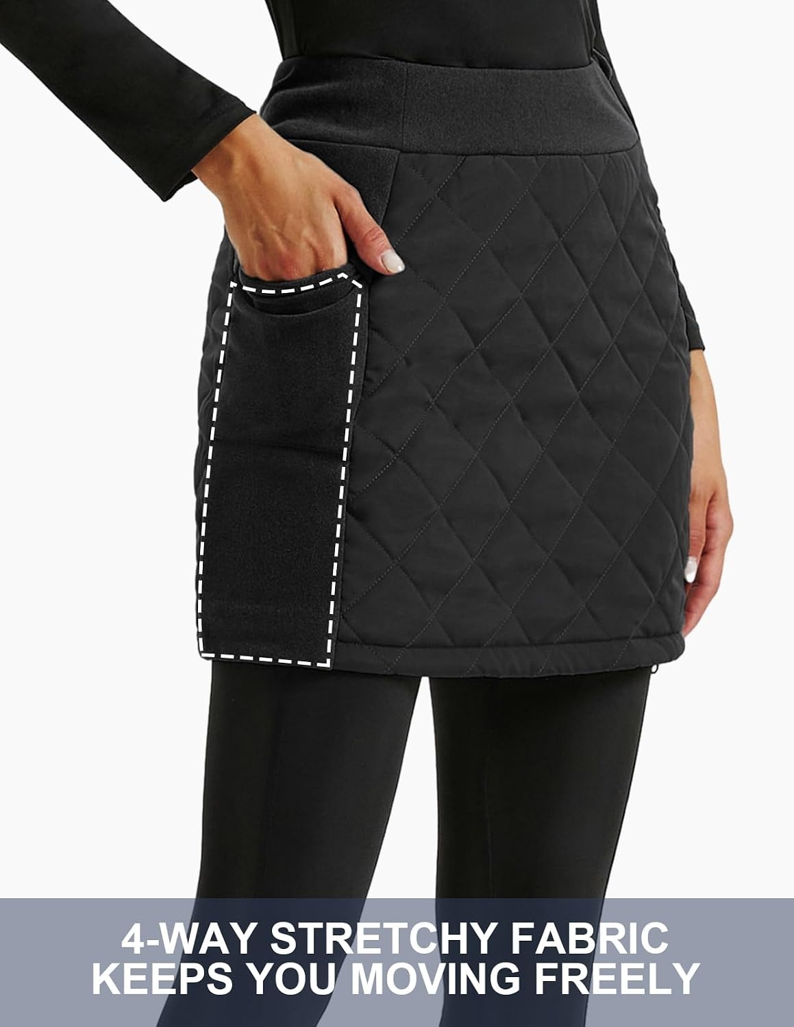 image:imageJACK SMITH Womens Puffer Quilted Skirt Insulated Warm Snow Skorts for Hiking Running Golf Zipping Both WayBlack