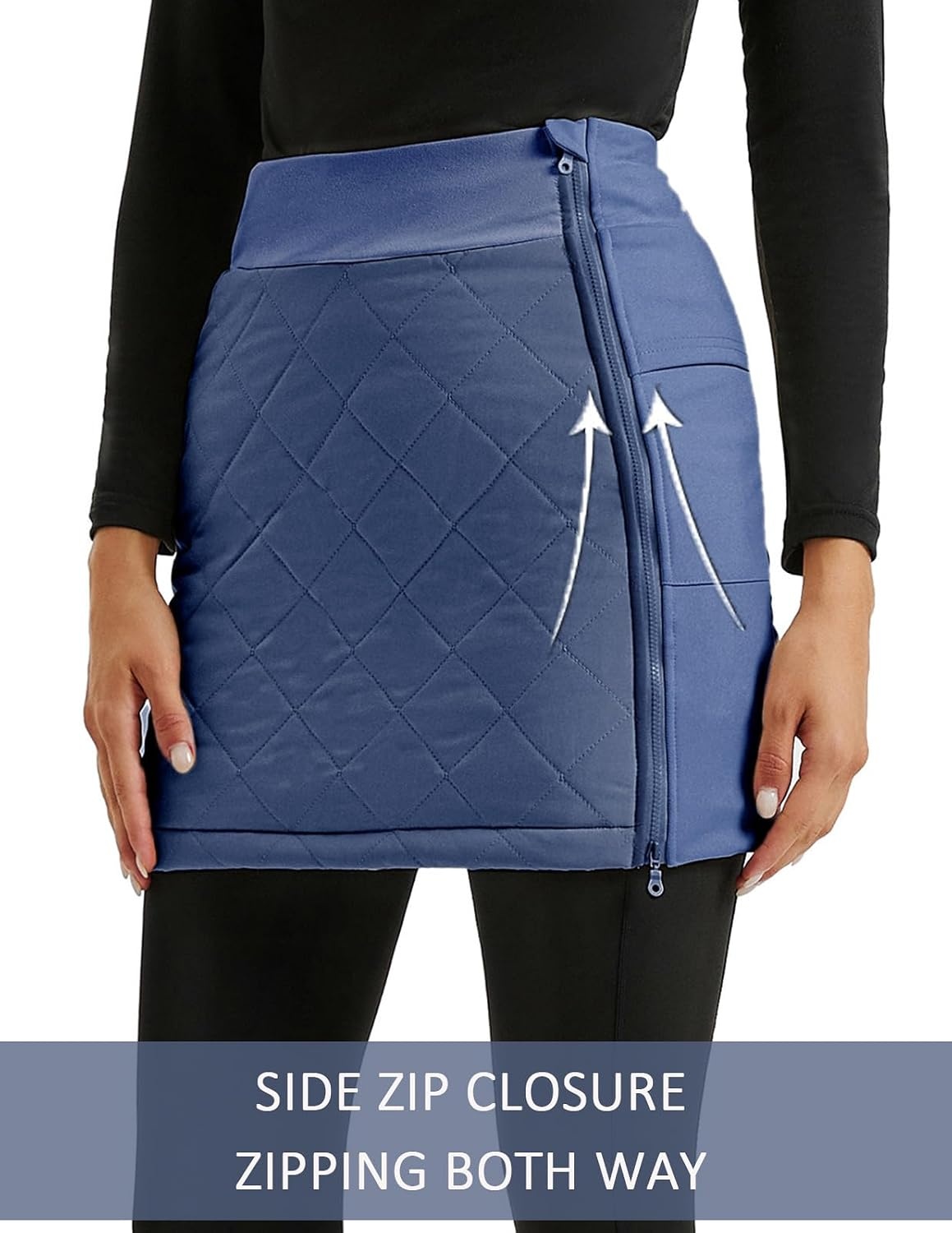 image:imageJACK SMITH Womens Puffer Quilted Skirt Insulated Warm Snow Skorts for Hiking Running Golf Zipping Both WayDark Blue