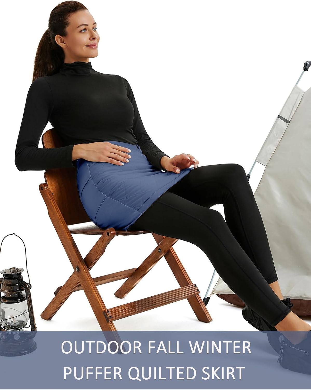 image:imageJACK SMITH Womens Puffer Quilted Skirt Insulated Warm Snow Skorts for Hiking Running Golf Zipping Both WayDark Blue