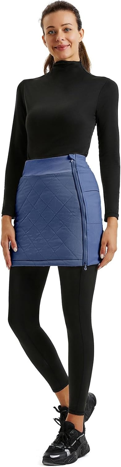 image:imageJACK SMITH Womens Puffer Quilted Skirt Insulated Warm Snow Skorts for Hiking Running Golf Zipping Both WayDark Blue