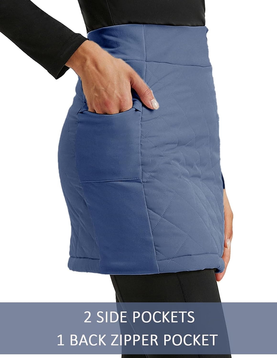 image:imageJACK SMITH Womens Puffer Quilted Skirt Insulated Warm Snow Skorts for Hiking Running Golf Zipping Both WayDark Blue