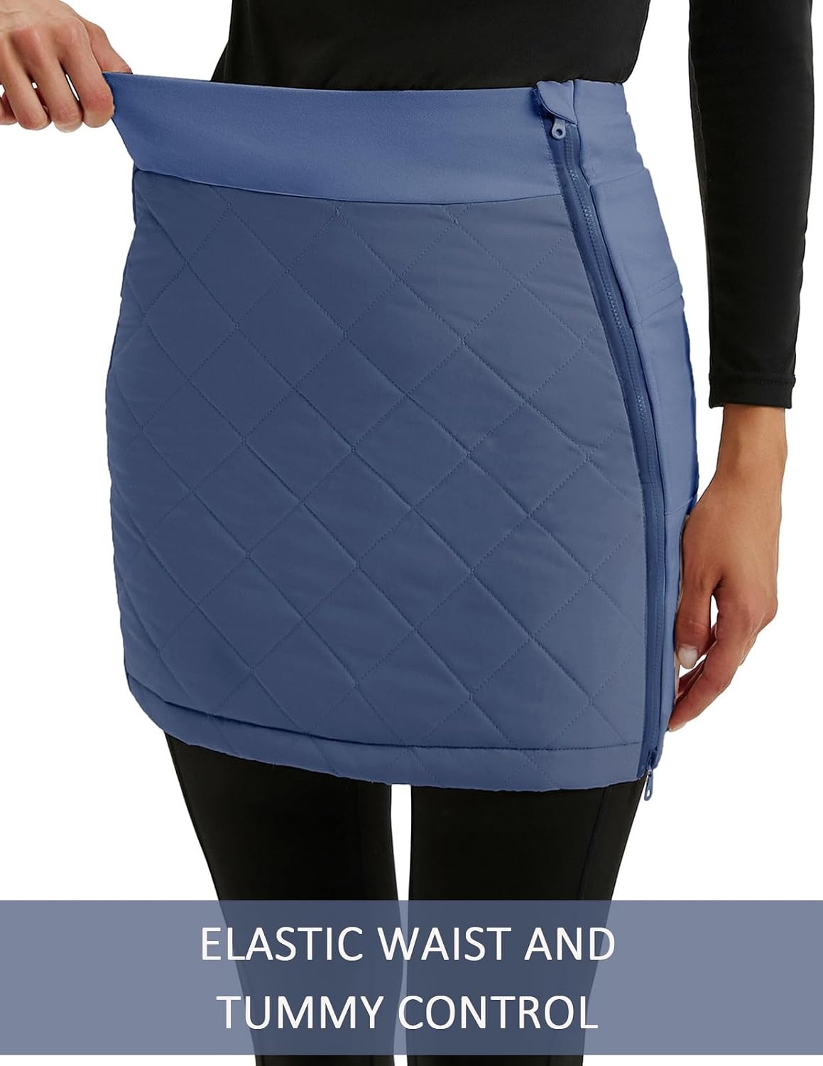 image:imageJACK SMITH Womens Puffer Quilted Skirt Insulated Warm Snow Skorts for Hiking Running Golf Zipping Both WayDark Blue