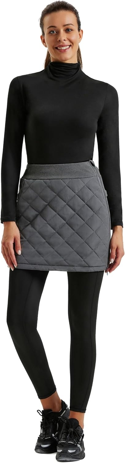 image:imageJACK SMITH Womens Puffer Quilted Skirt Insulated Warm Snow Skorts for Hiking Running Golf Zipping Both WayDark Grey
