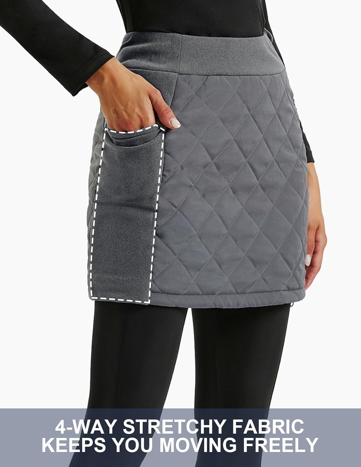 image:imageJACK SMITH Womens Puffer Quilted Skirt Insulated Warm Snow Skorts for Hiking Running Golf Zipping Both WayDark Grey