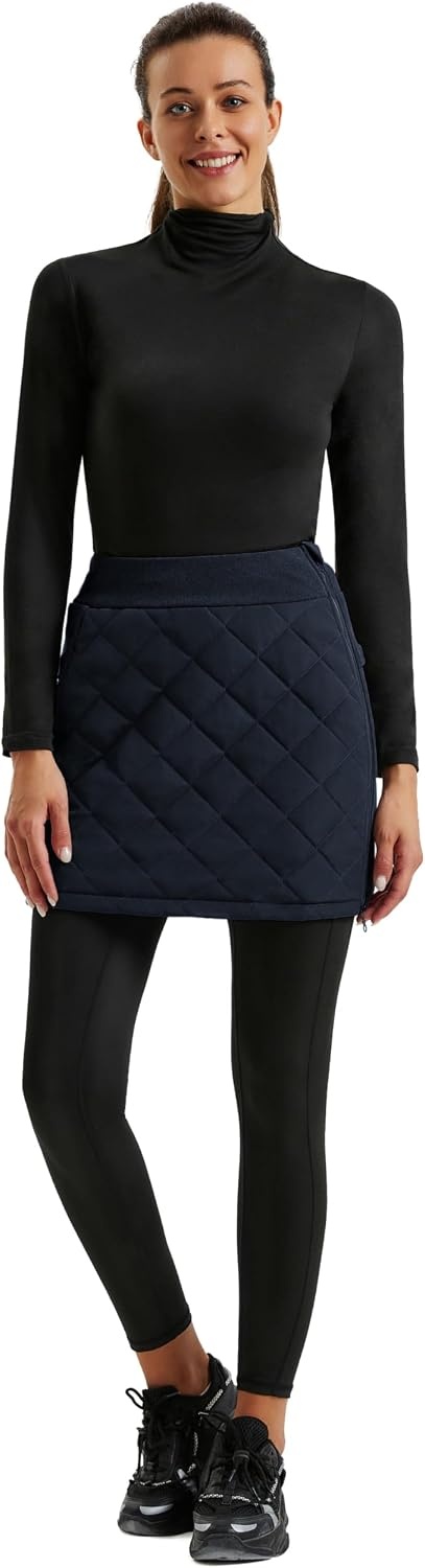 image:imageJACK SMITH Womens Puffer Quilted Skirt Insulated Warm Snow Skorts for Hiking Running Golf Zipping Both WayNavy Blue