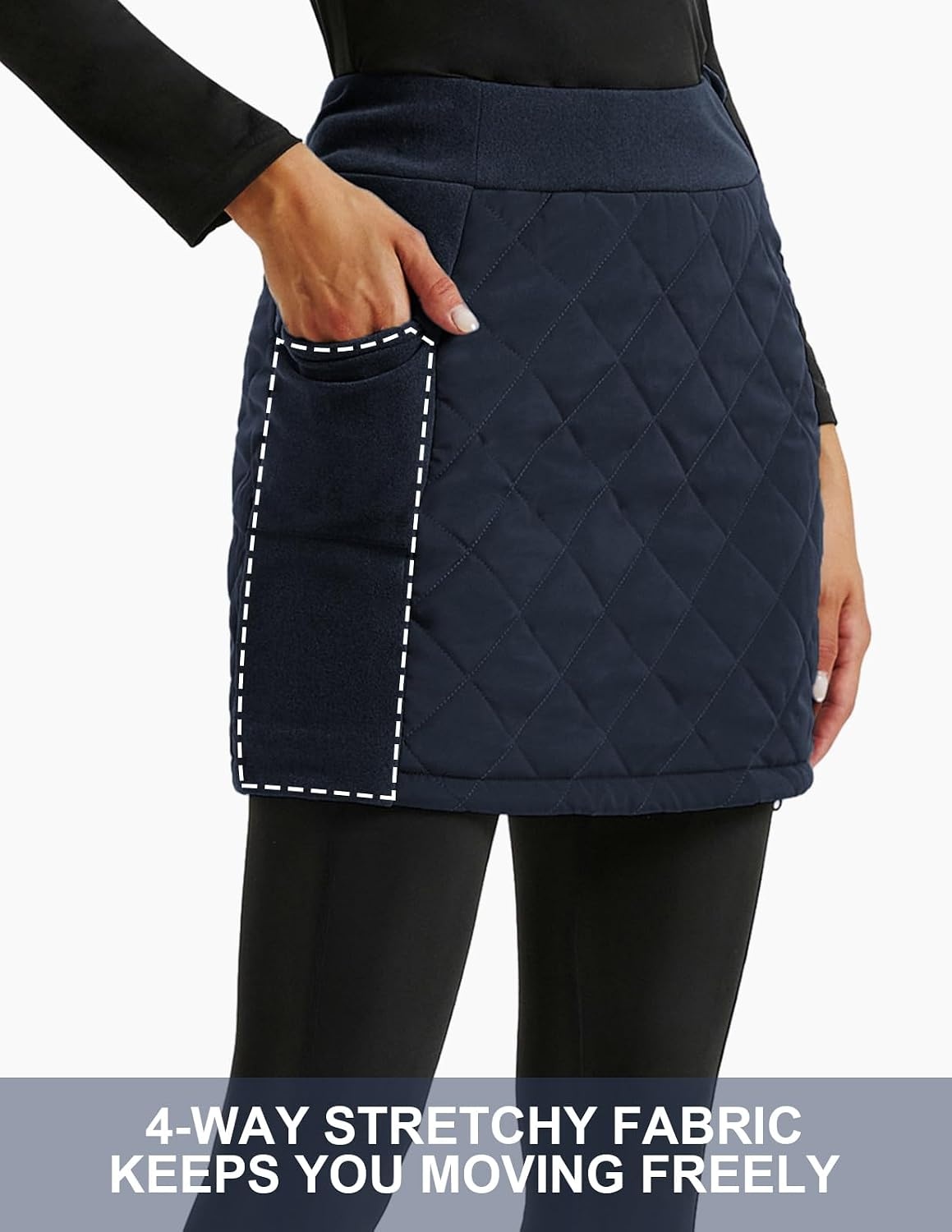image:imageJACK SMITH Womens Puffer Quilted Skirt Insulated Warm Snow Skorts for Hiking Running Golf Zipping Both WayNavy Blue