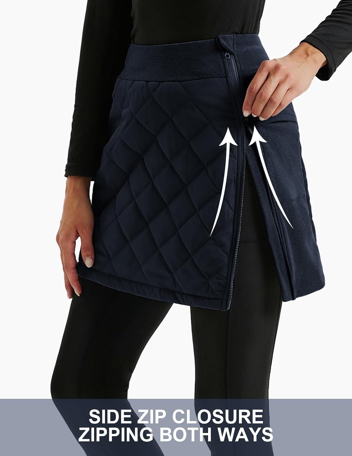 image:imageJACK SMITH Womens Puffer Quilted Skirt Insulated Warm Snow Skorts for Hiking Running Golf Zipping Both WayNavy Blue
