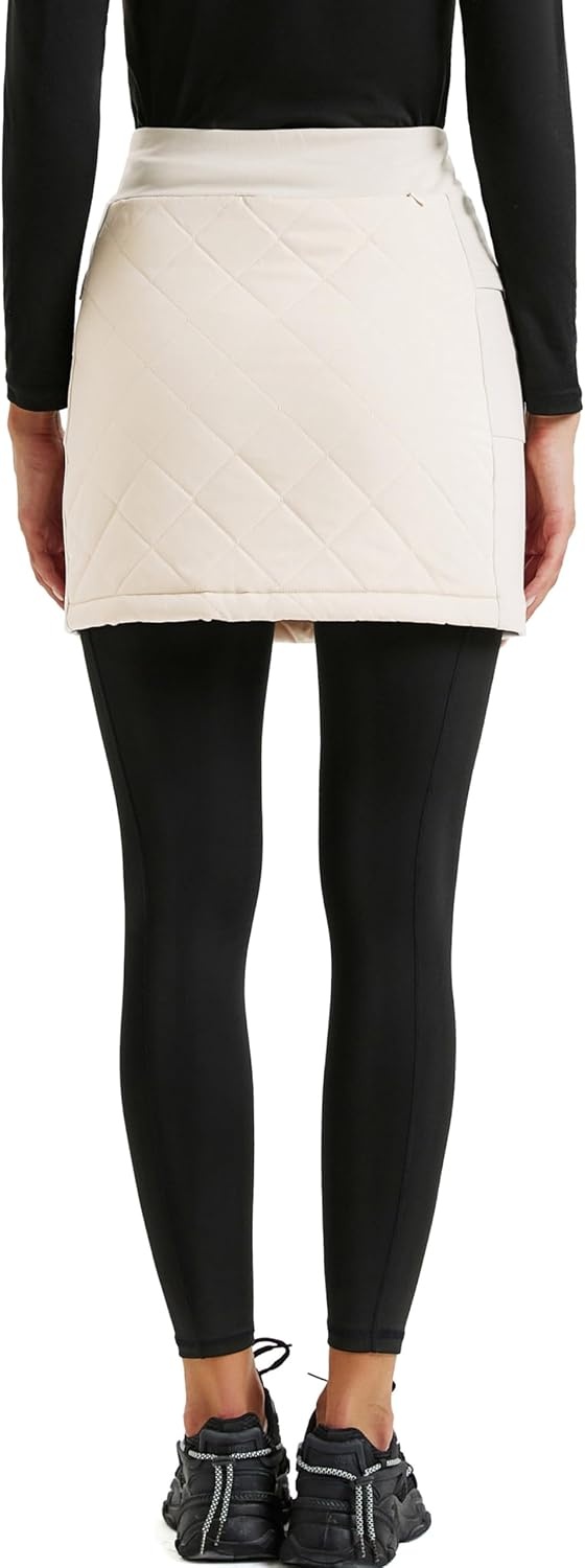 image:imageJACK SMITH Womens Puffer Quilted Skirt Insulated Warm Snow Skorts for Hiking Running Golf Zipping Both WayWhite