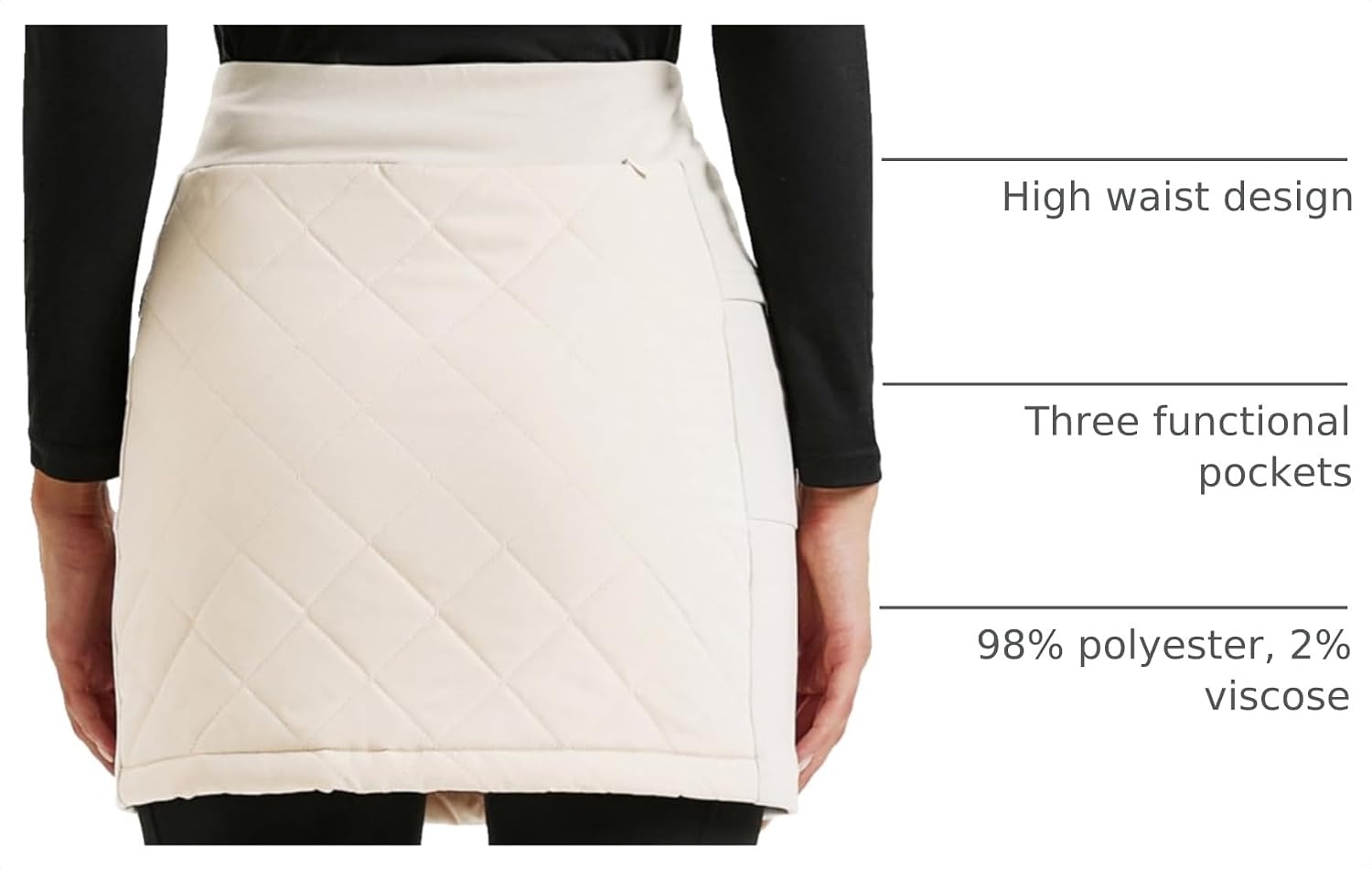 image:imageJACK SMITH Womens Puffer Quilted Skirt Insulated Warm Snow Skorts for Hiking Running Golf Zipping Both WayWhite