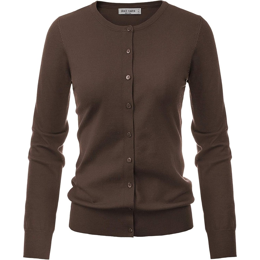 image:imageGRACE KARIN Women Cardigan Sweaters Lightweight Button Up Knit Fall SweaterCoffee