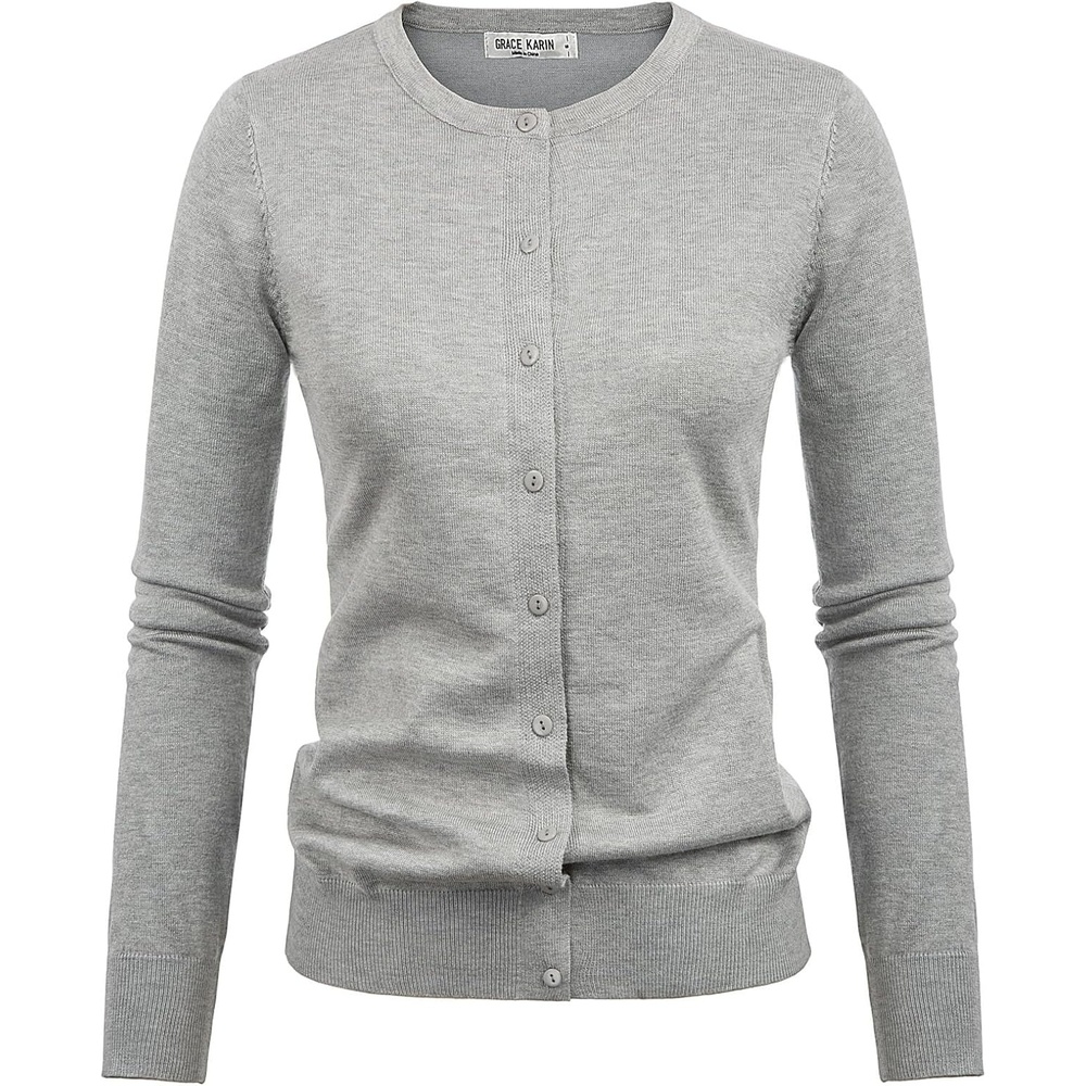 image:imageGRACE KARIN Women Cardigan Sweaters Lightweight Button Up Knit Fall SweaterLight Gray