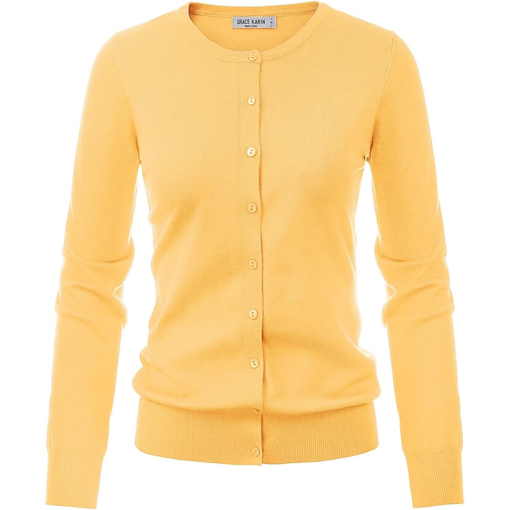image:imageGRACE KARIN Women Cardigan Sweaters Lightweight Button Up Knit Fall SweaterLight Yellow