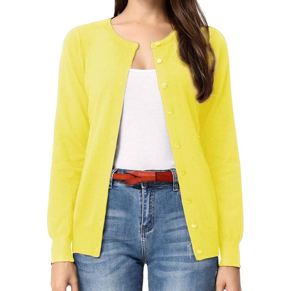 image:imageGRACE KARIN Women Cardigan Sweaters Lightweight Button Up Knit Fall SweaterYellow