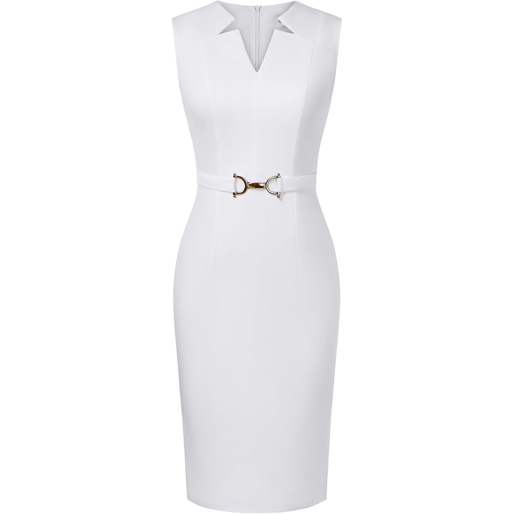 image:imageGRACE KARIN Womens Midi Work Business Formal Funeral Dresses 2026Ivory