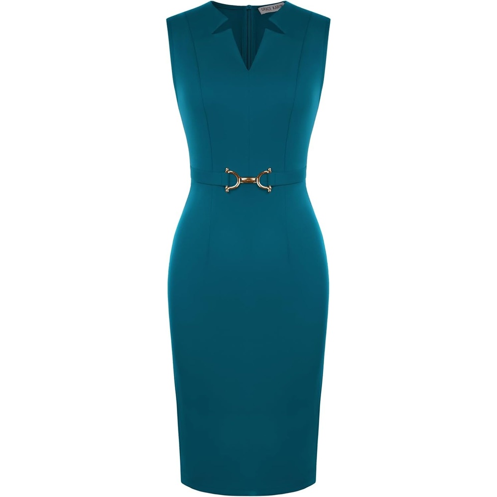 image:imageGRACE KARIN Womens Midi Work Business Formal Funeral Dresses 2026Peacock Blue