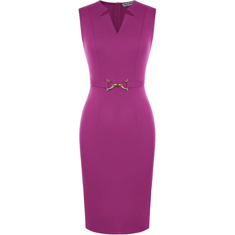 image:imageGRACE KARIN Womens Midi Work Business Formal Funeral Dresses 2026Rose Purple