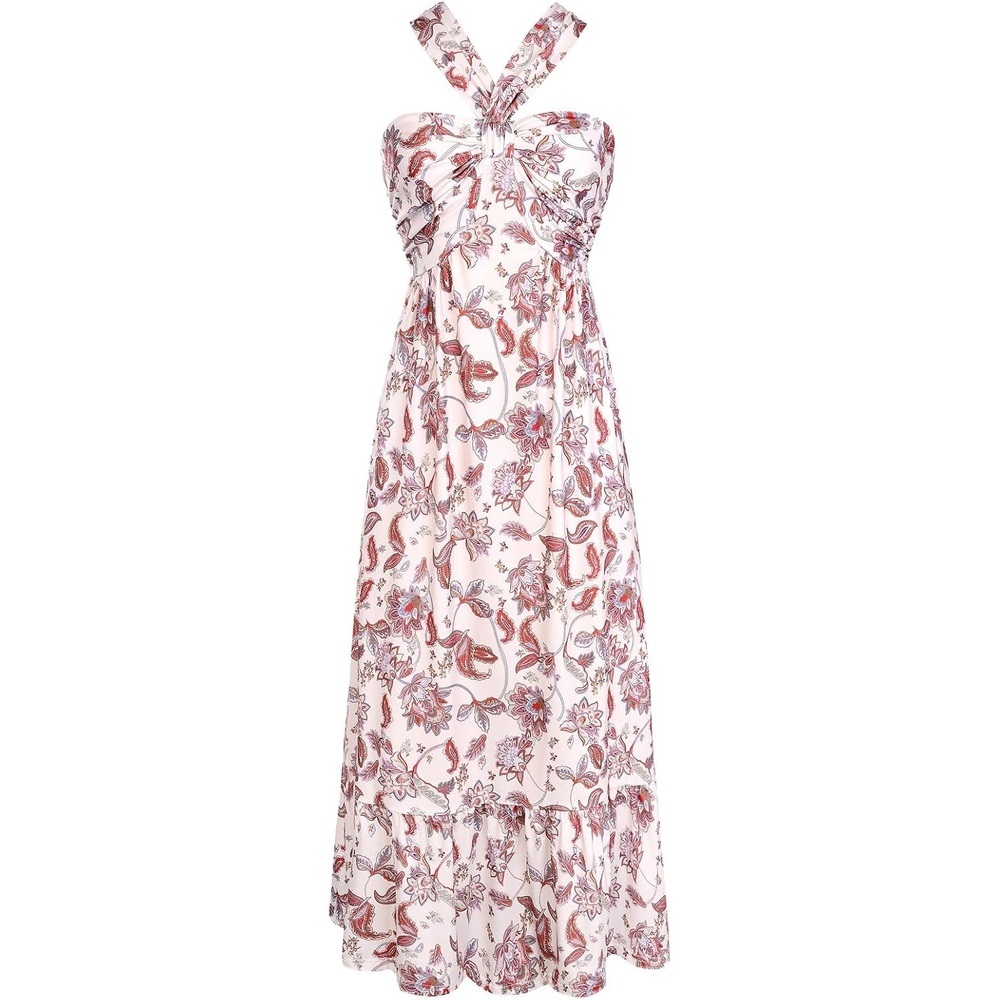 image:imageGRACE KARIN Womens Summer Floral Halter Boho Maxi DressesBeige Floral