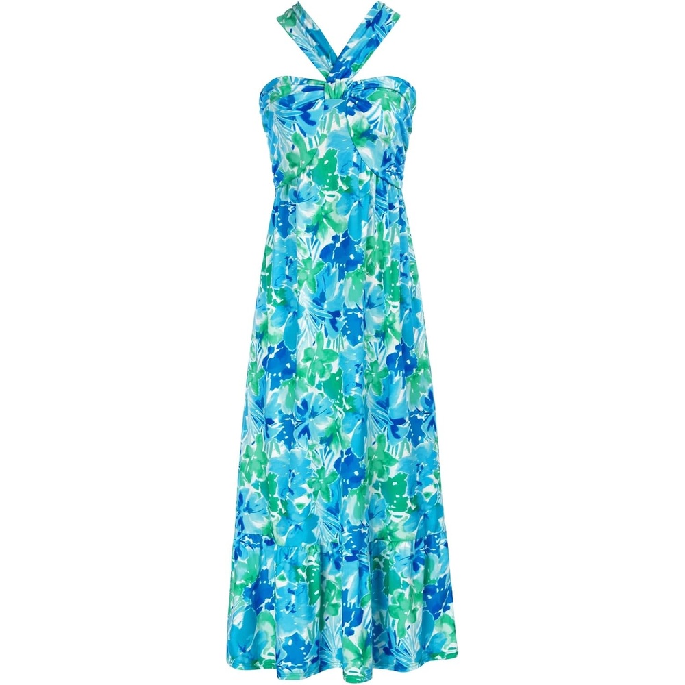 image:imageGRACE KARIN Womens Summer Floral Halter Boho Maxi DressesBlue Green