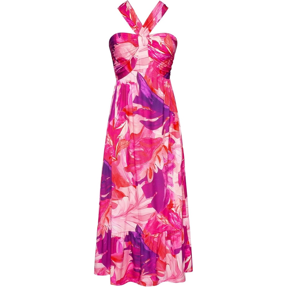 image:imageGRACE KARIN Womens Summer Floral Halter Boho Maxi DressesPink Abstract