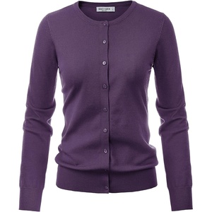 GRACE KARIN Women Cardigan Sweaters Lightweight Button Up Knit Fall Sweater(Dark Purple)