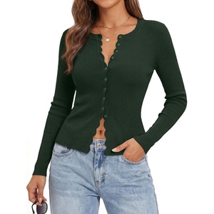 GRACE KARIN Womens Cropped Cardigan Button up Scalloped Fall Outfits 2026(Army Green)