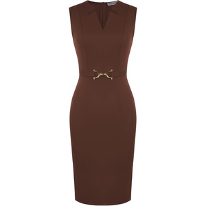 GRACE KARIN Womens Midi Work Business Formal Funeral Dresses 2026(Brown)
