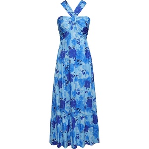 GRACE KARIN Womens Summer Floral Halter Boho Maxi Dresses(Blue Floral)