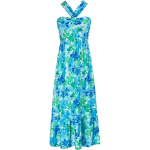 GRACE KARIN Womens Summer Floral Halter Boho Maxi Dresses(Blue Green)
