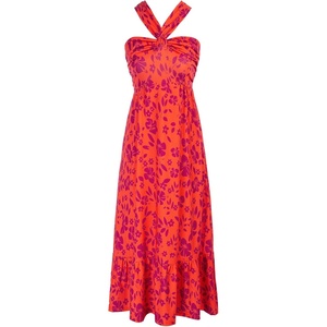 GRACE KARIN Womens Summer Floral Halter Boho Maxi Dresses(Orange Purple)