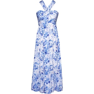 GRACE KARIN Womens Summer Floral Halter Boho Maxi Dresses(Peony Blue)