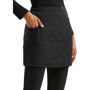JACK SMITH Women’s Puffer Quilted Skirt Insulated Warm Snow Skorts for Hiking Running Golf Zipping Both Way(Black)