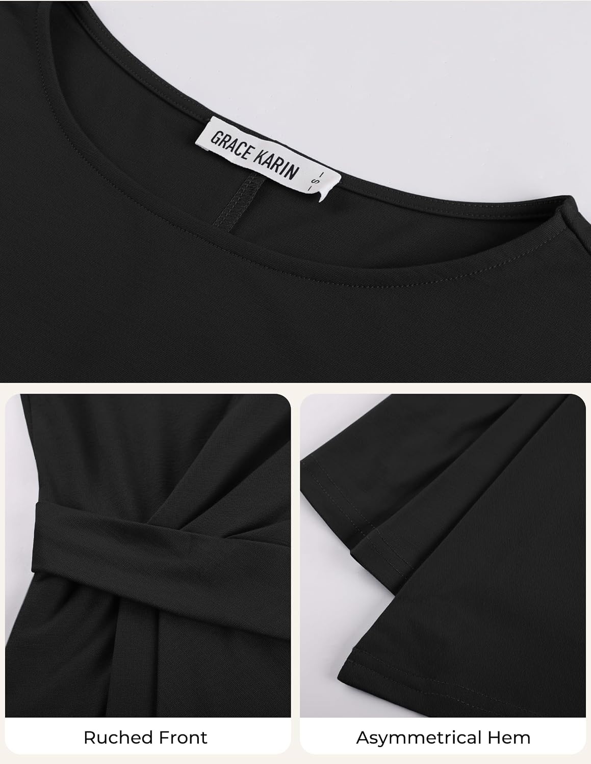 image:imageGRACE KARIN Womens Long Sleeve Peplum Tops Dressy Casual ShirtBlack
