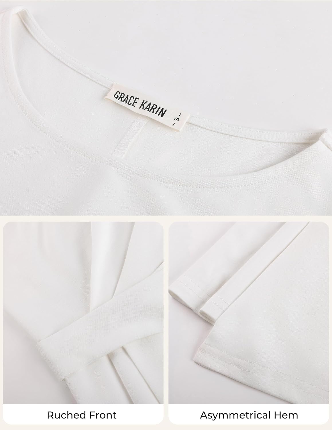 image:imageGRACE KARIN Womens Long Sleeve Peplum Tops Dressy Casual ShirtWhite