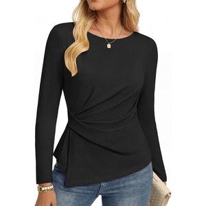 GRACE KARIN Womens Long Sleeve Peplum Tops, Dressy Casual Shirt(Black)