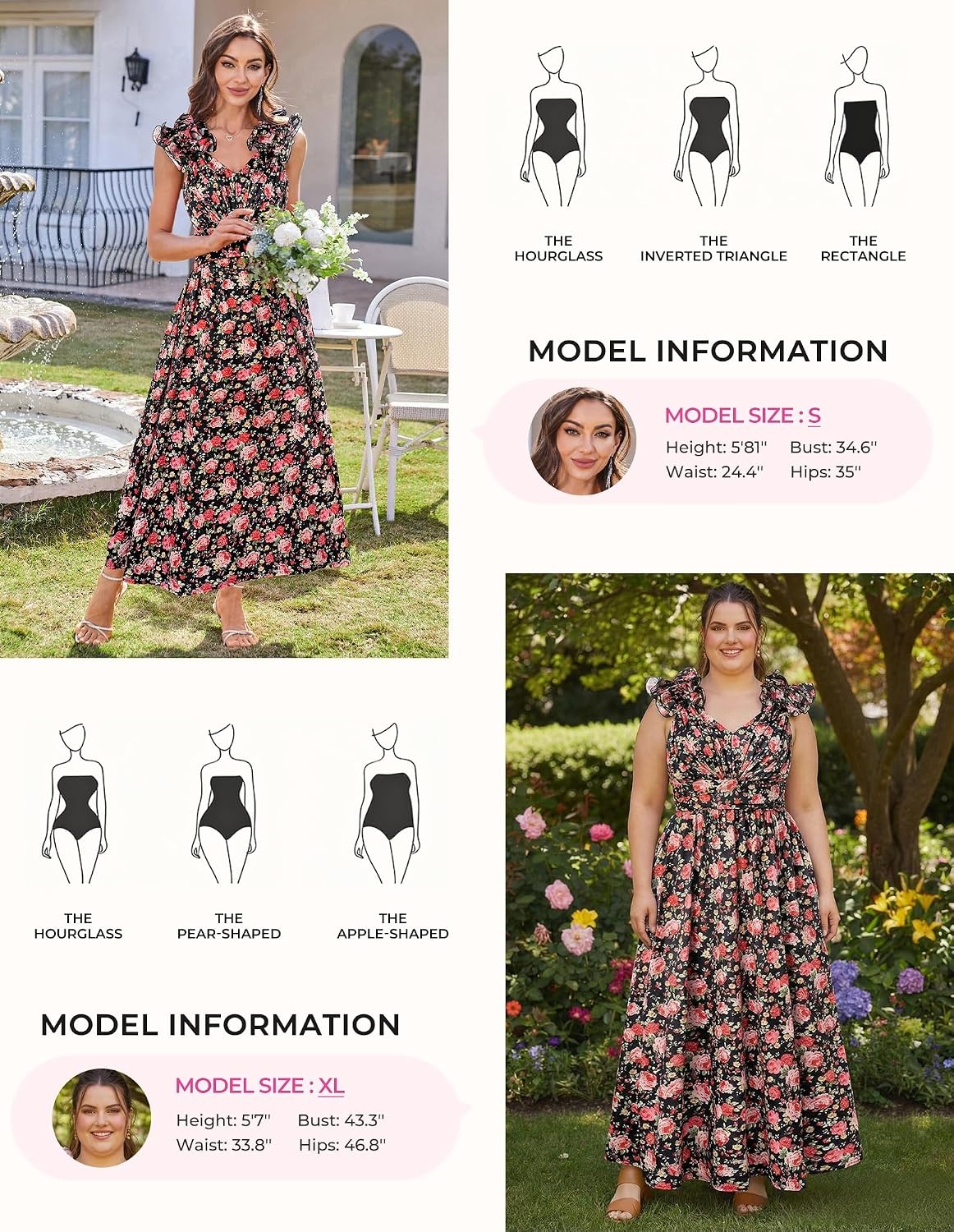 image:imageGRACE KARIN 2026 Womens Summer Floral Print DressBlack Red