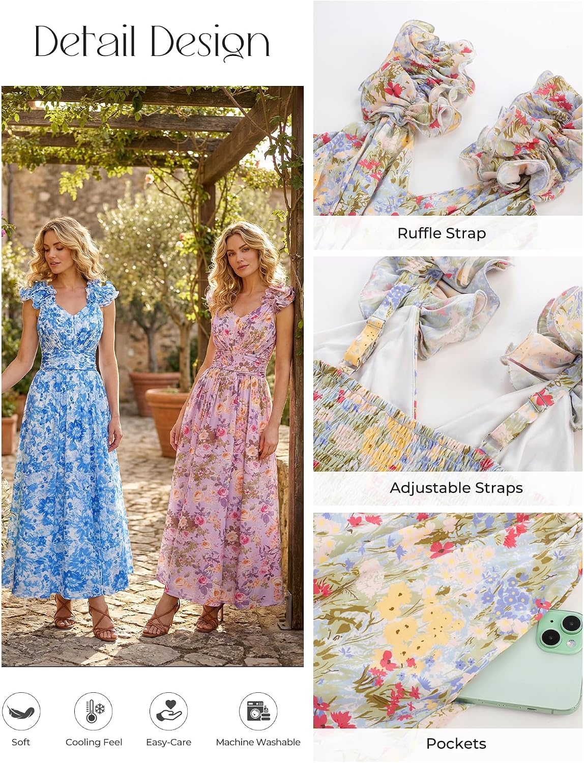 image:imageGRACE KARIN 2026 Womens Summer Floral Print DressBlue Yellow Floral