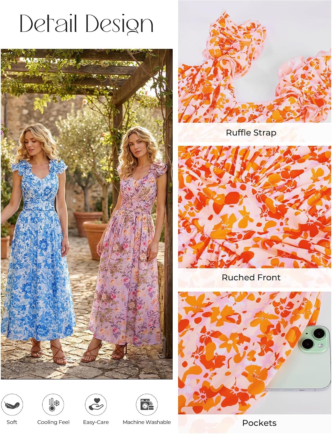 image:imageGRACE KARIN 2026 Womens Summer Floral Print DressOrange