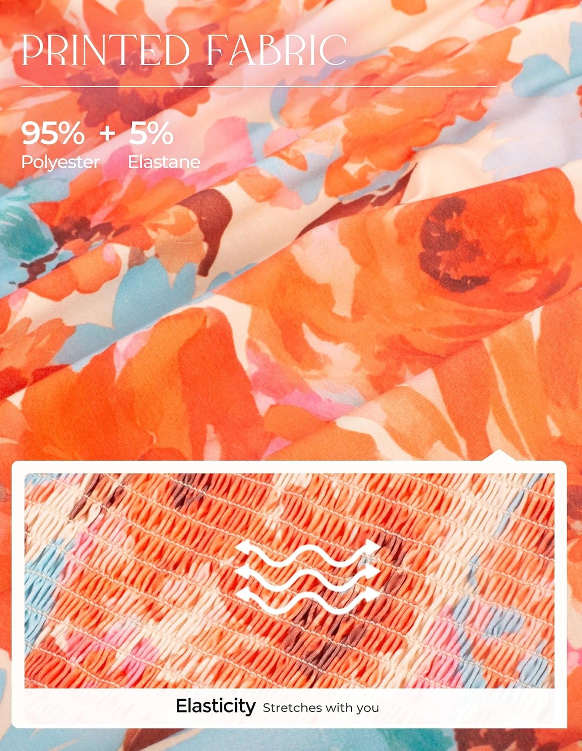 image:imageGRACE KARIN 2026 Womens Summer Floral Print DressOrange Floral