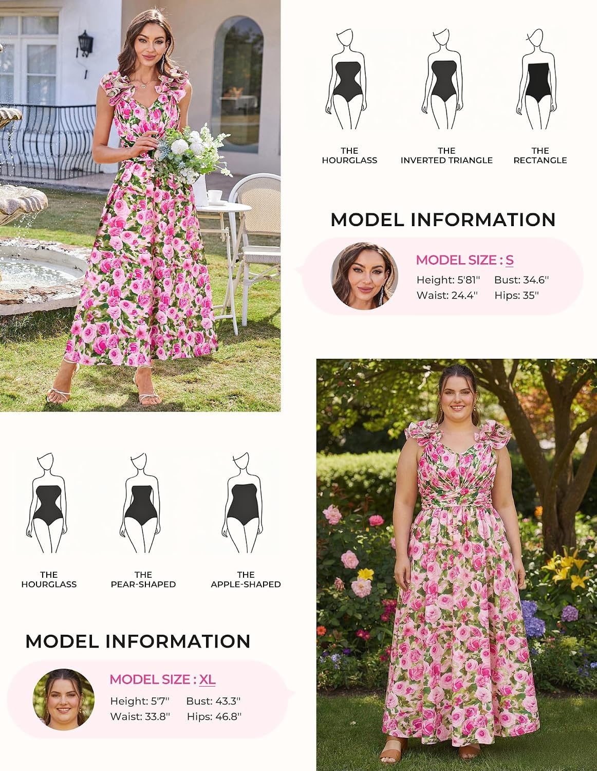 image:imageGRACE KARIN 2026 Womens Summer Floral Print DressPink Green