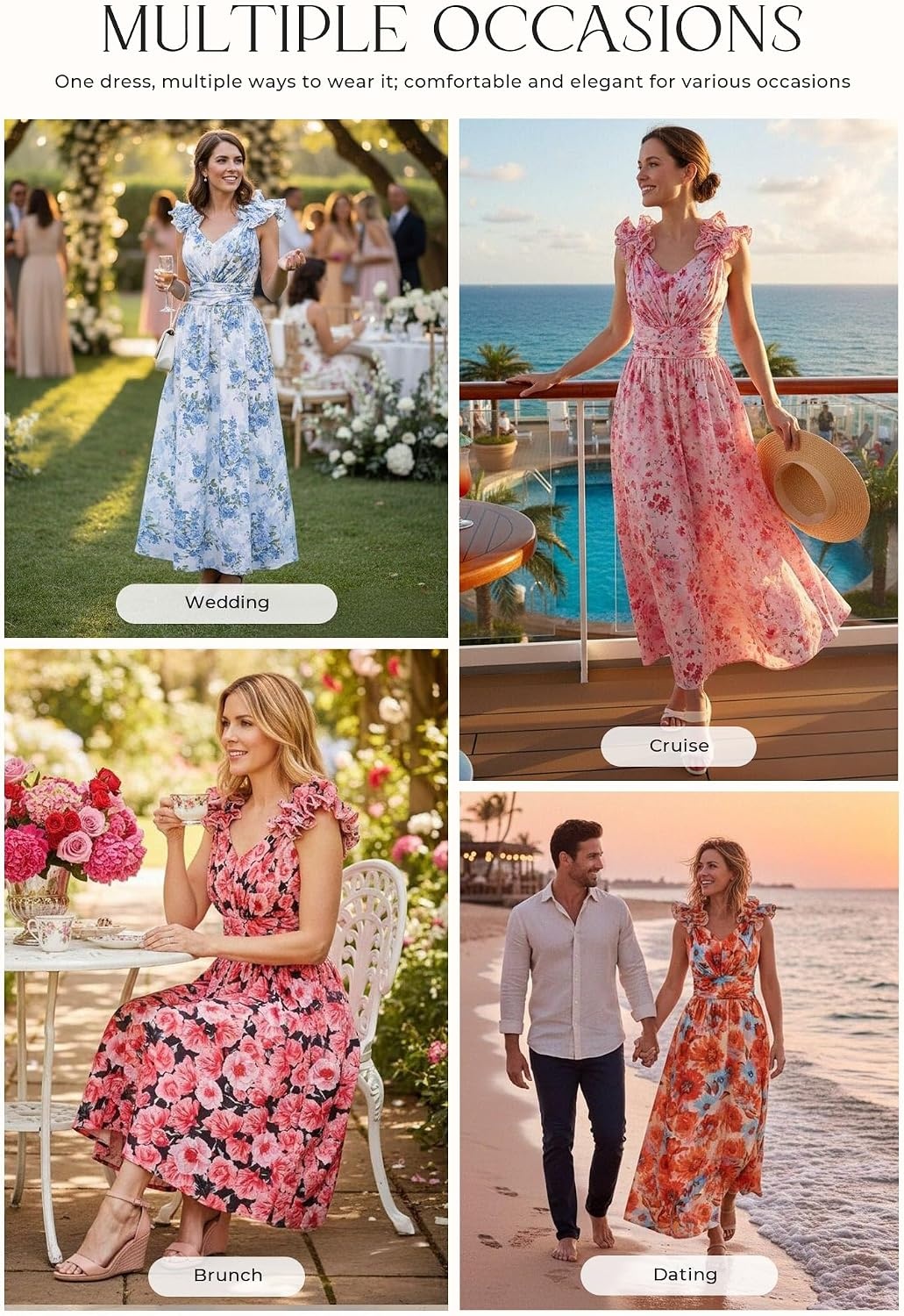 image:imageGRACE KARIN 2026 Womens Summer Floral Print DressPink Red