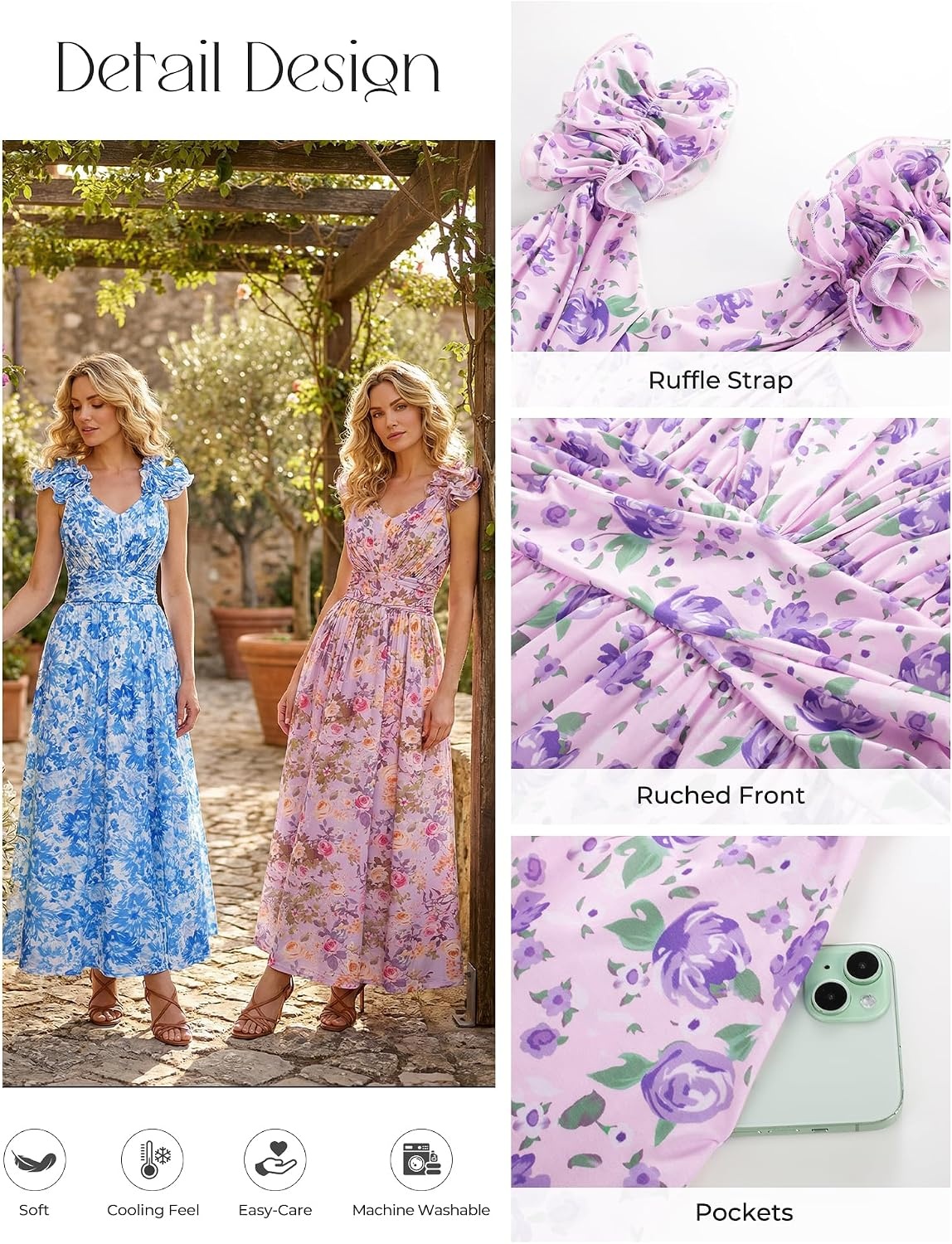 image:imageGRACE KARIN 2026 Womens Summer Floral Print DressPurple Green
