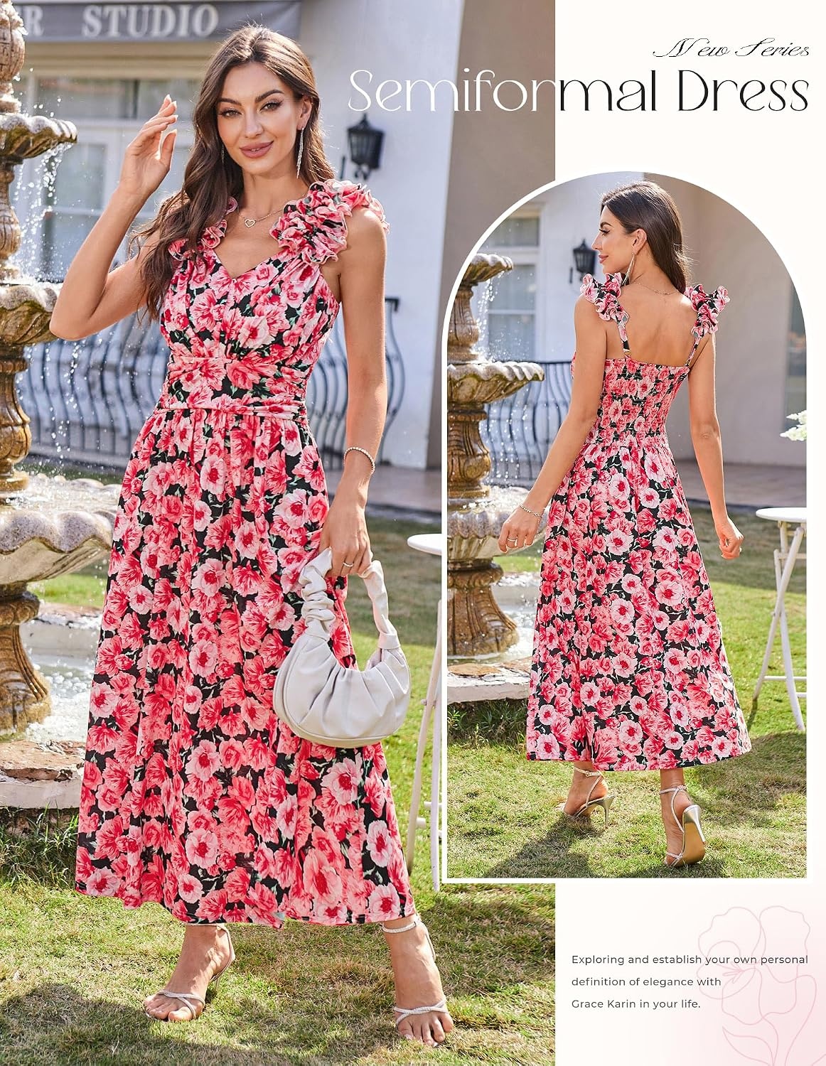 image:imageGRACE KARIN 2026 Womens Summer Floral Print DressRed Floral